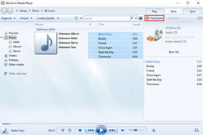 Burn Amazon Music to CD with Windows Media Player